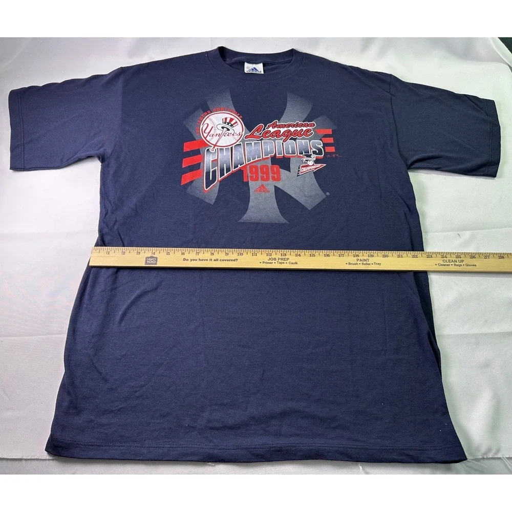 VINTAGE 1999 NY Yankees American League Champions Blue Adidas‎ T-Shirt Large